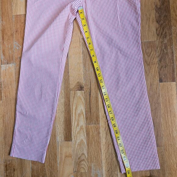 A New Day Coral White Gingham Slim Ankle‎ Pants 8 Officewear - Picture 7 of 10